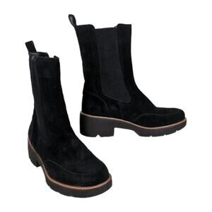 NATURALIZER Domino Black Suede Mid-Shaft Boot Water Repellant Women's 8 Wide